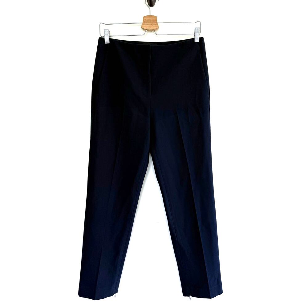 CLUB MONACO dark navy blue straight leg cropped zipper ankle flat front pants